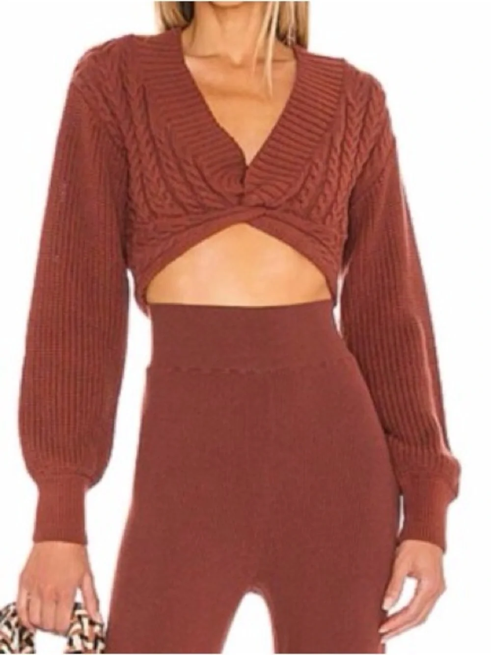 Free people twist front cropped sweater